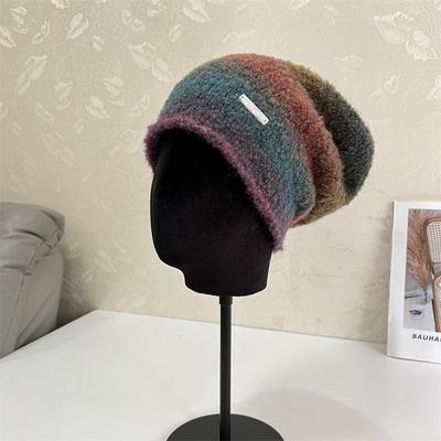 Wełniana przędza stopniowa zmiana atmosfera zmysłowa wszechstronny luźny czapka z włosiem dzieci zimno rekreacja moda trend torba czapka na głowę