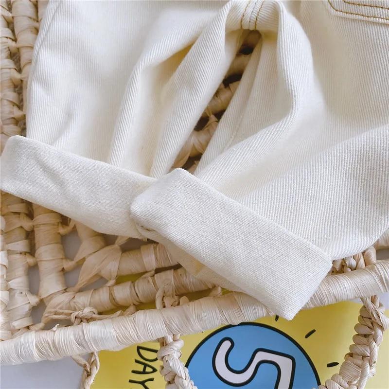 Autumn And Winter New Jeans Baby Girl Clothes Baby Boy Clothes High Waist Solid Color Warm Out Jeans Children's Clothing