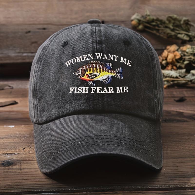 

Fashion Unisex Embroidered WOMEN WANT ME Fish Washed Baseball Cap Outdoor Casual Duckbill Hat One Size