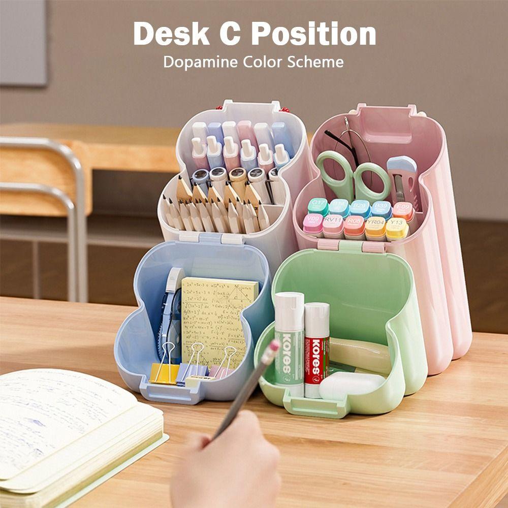 Desktop Storage Oblique Pen Holder Large Capacity Stationery Storage Box Pencil Box  for Students