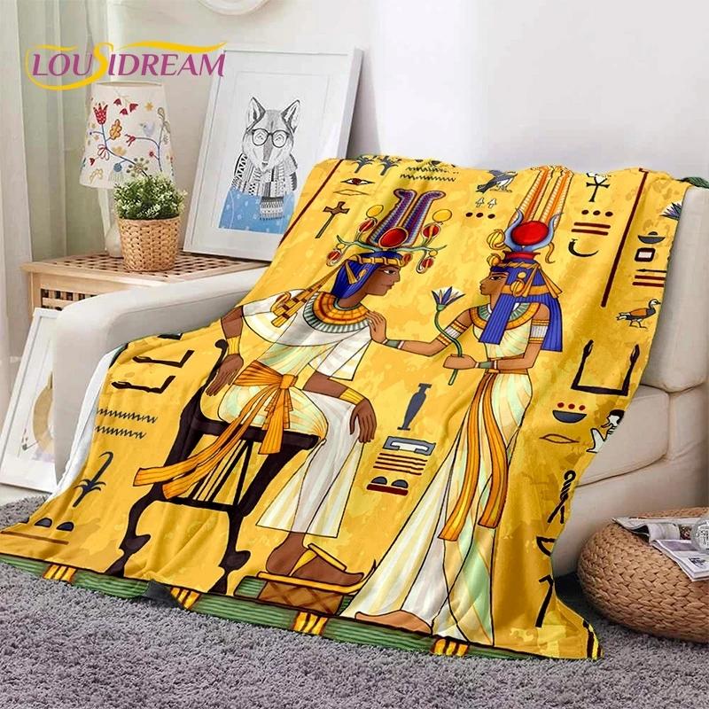 3D Pharaoh Hieroglyphic Egyptian Mythology Soft Blankets,Keep Warm Throw Blanket Comfortable for Picnic Beds Sofa Home Bedroom