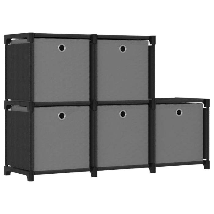 VidaXL Étagère d'affichage 6 cubes et boîtes Noir 103x30x72,5 cm Tissu