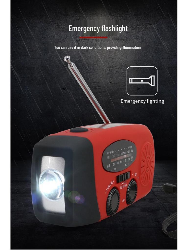 Portable Solar Hand-Crank Emergency Power Generator with LED & Multi-Band Radio
