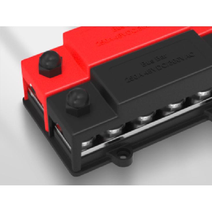 250A Dual Bus Bar 12V Dual Row Bus Bar Power Distribution Block 12 x 5/16" Terminal Studs Positive and Negative Battery Bus Bar
