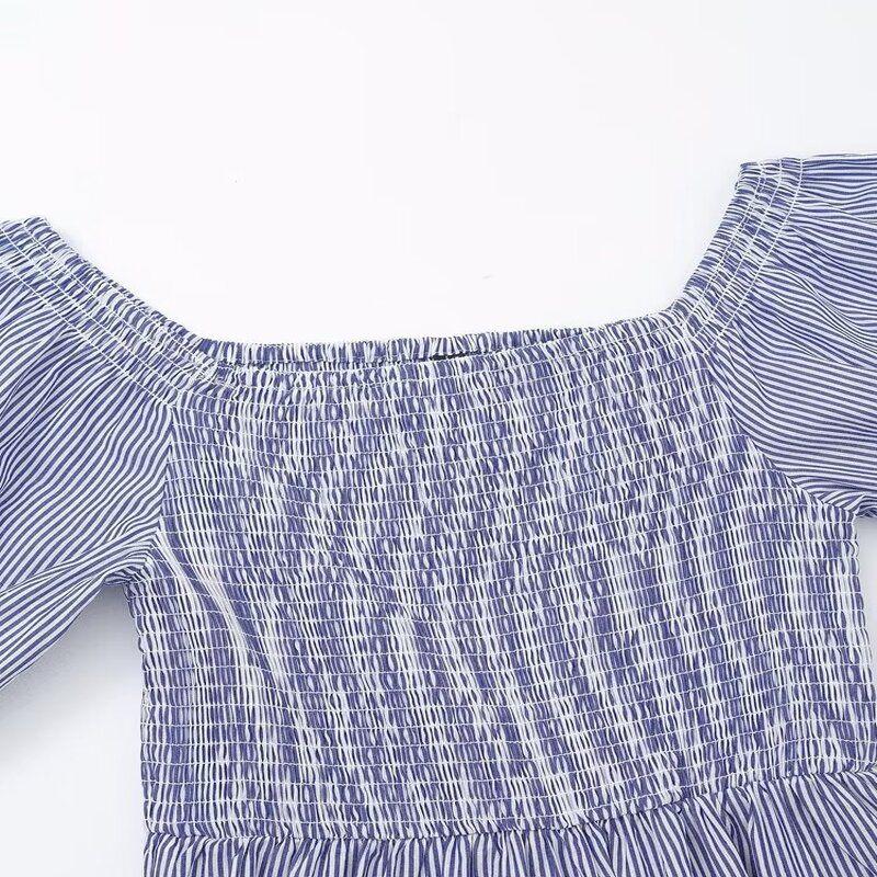 Fashion Style 2024 Summer New Arrival Women's Clothing Cut Out Embroider Decoration Stripes Mid Length Long Length Dress 3471995