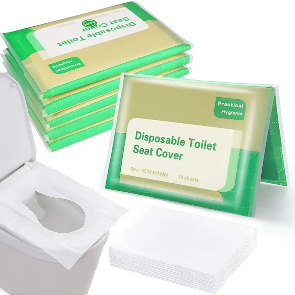 50pcs/lot Disposable Toilet Seat Cover 10pcs Waterproof Soluble Safety Travel/Camping Hotel Bathroom Accessiories Mat Portable