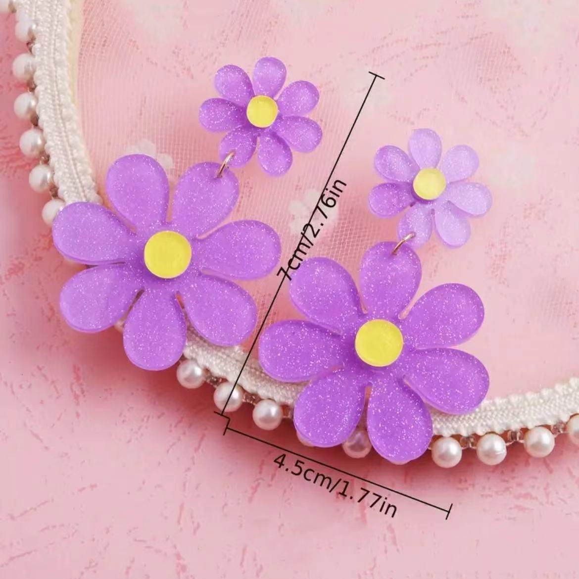 Spring/Summer Floral Heart Earrings: Elegant, Sweet  Cute for Parties and Outings