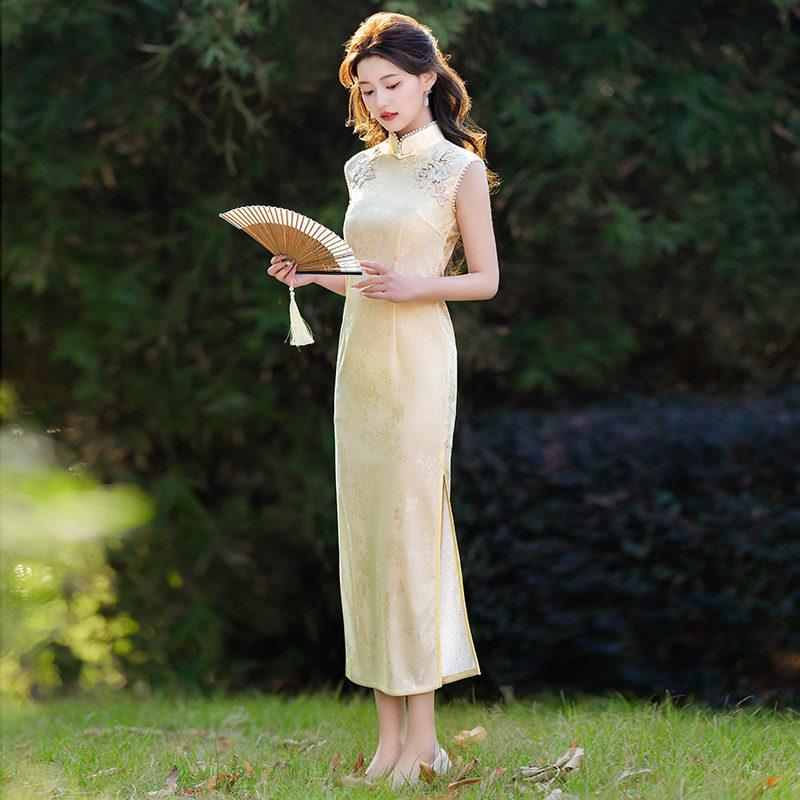 Sleeveless lace national style new Chinese daily Suzhou long cheongsam improved young 1011 new women's high sense
