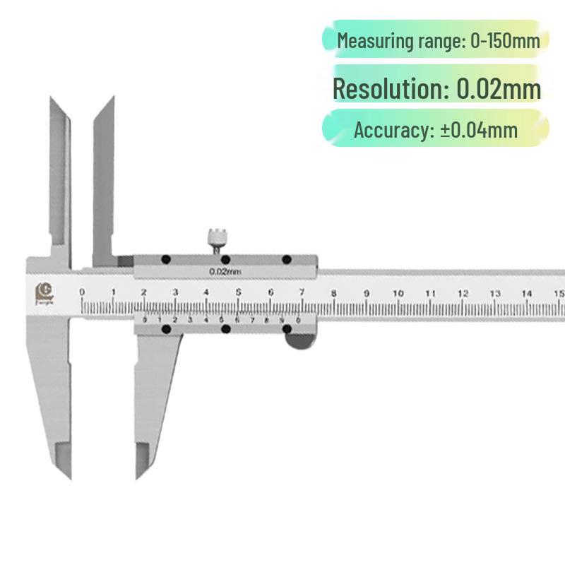 Stainless Steel Long-Jaw Vernier Caliper with Dial and Digital Display for Deep Hole Inner Diameter Measurement