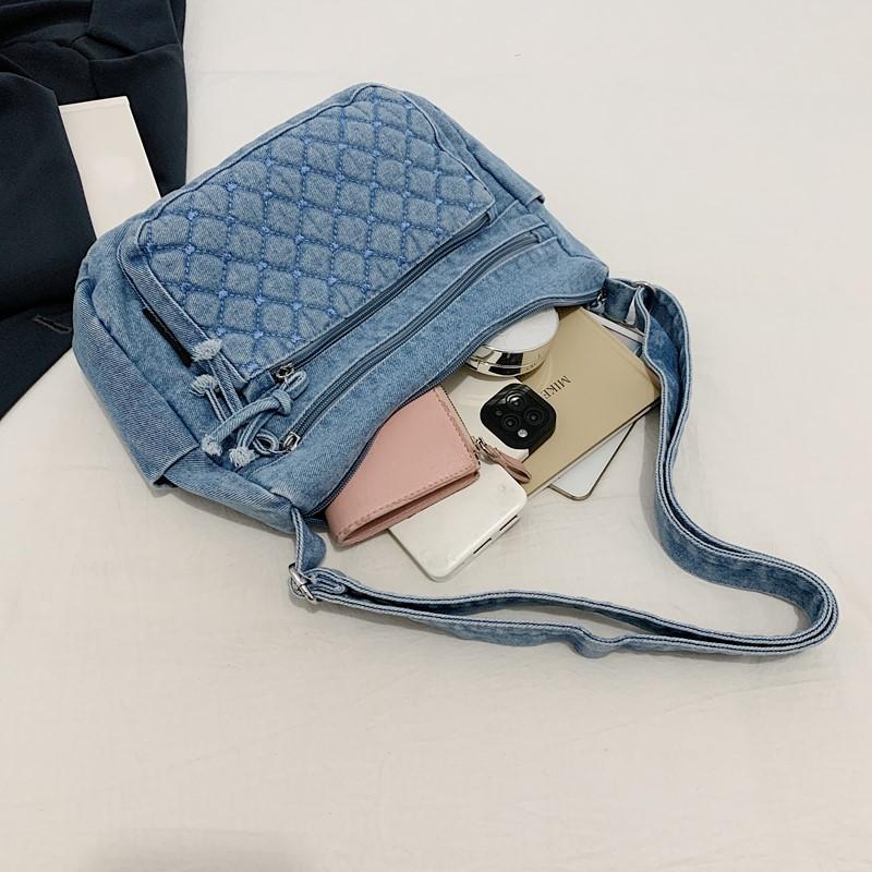 Denim Multi-Layer Small Square Bag Women's Shoulder Crossbody Bag