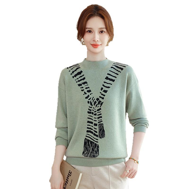 2025 New Autumn Women's High-Neck Knit Sweater for Middle-Aged Fashion