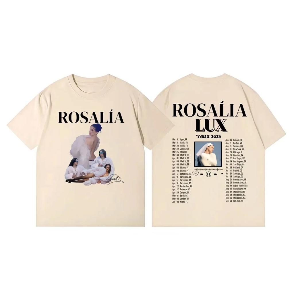 Summer Unisex Fashion Short Sleeve TShirt Singer Rosalia LUX 2026 Concert Tour Peripheral TShirt Casual Street Style Tshirt