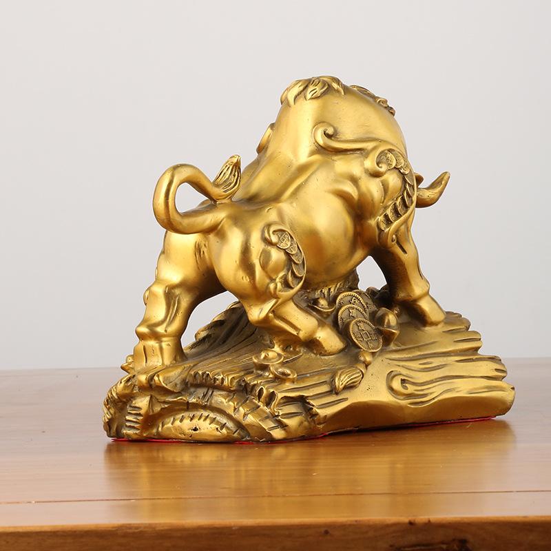 Ox Figurine Wholesale Wealth Rainbow Ox Fortune Ox Zodiac Bronze Ox Home Office Gift Craft