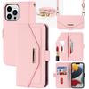 Lanyard Crossbody Wallet Case For iPhone 15 16 Pro Max 14 13 12 Mini 11 XR 8 SE 2022 Cards Slot Magnetic Stand Mirror Book Cover