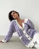 European Spring & Autumn Mid-length Jacquard Open-front Knit Cardigan Sweater