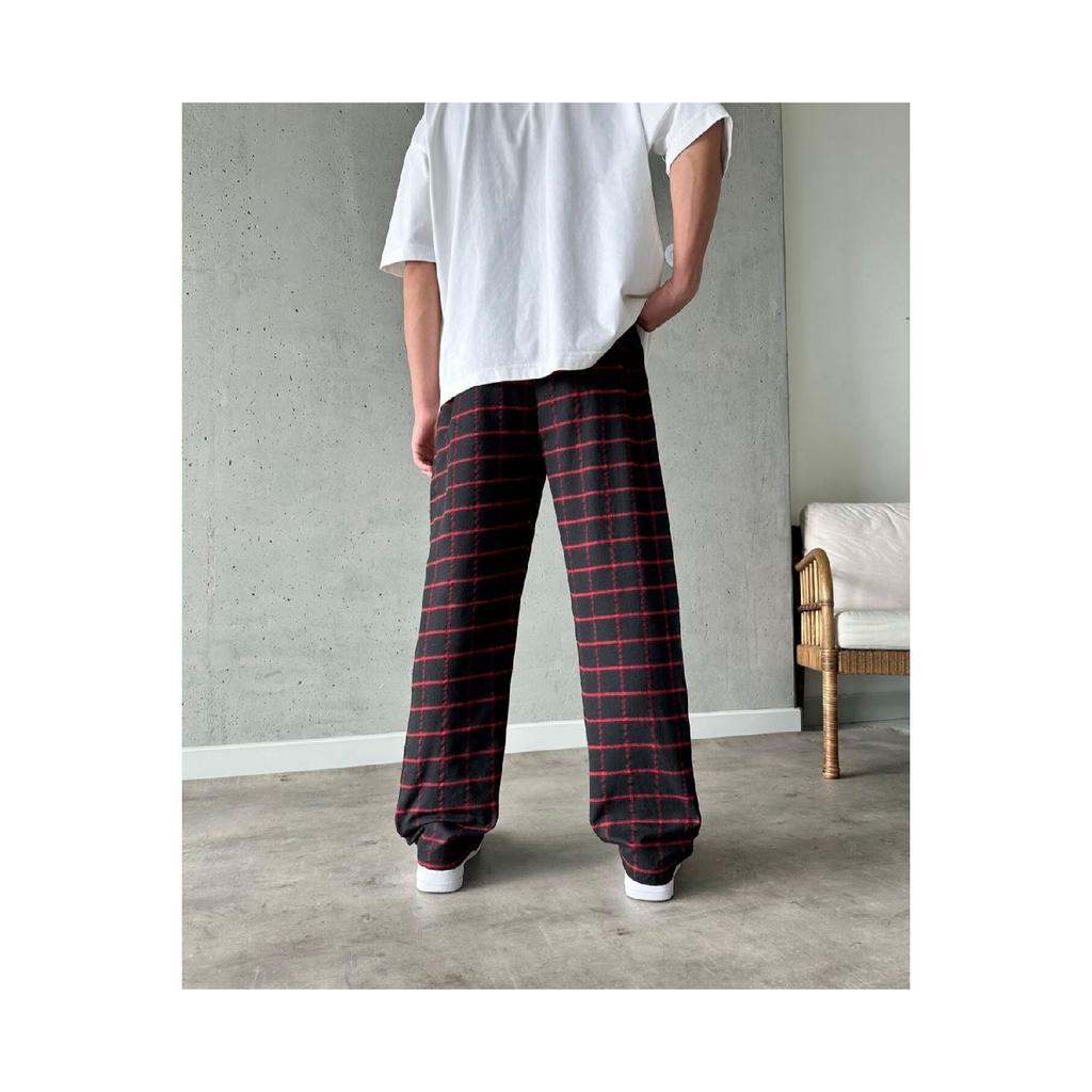 Unisex Red Black Plaid Pattern Pajama Boots Re7byk
