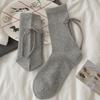 Warm Wool Socks for Autumn and Winter, Followed By Three-dimensional Bow Accessory Socks, Boneless Solid Color Mid-calf Socks