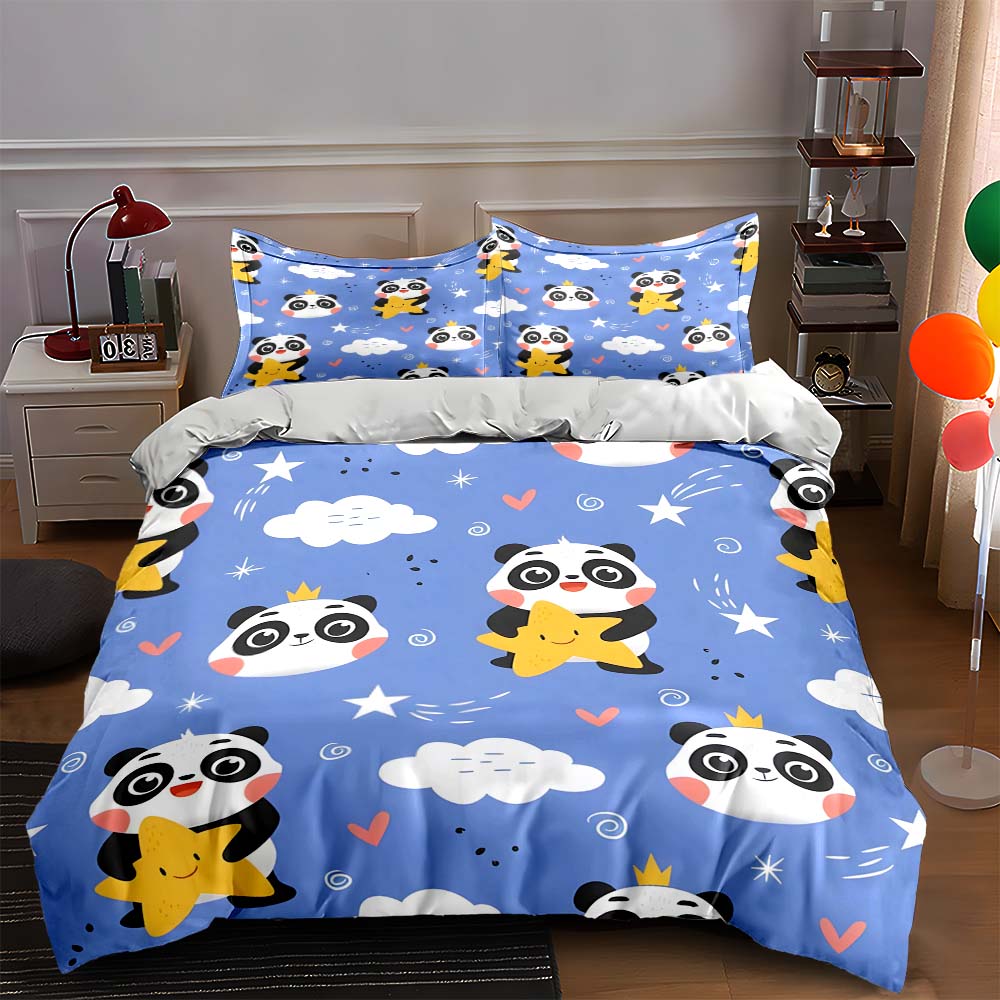 

Pandas, stars, clouds. Bedding Duvet cover sets Duvet covers Pillowcases gifts (1 * Duvet Cover 2 * Pillowcases, without duvet insert) 135x200cm