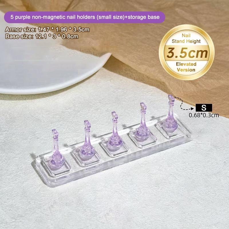 5 Grid Non Magnetic Acrylic Nail Stand False Nail Display Tips Holder For Cat Eye Gel Press On Nails Display Rack Practice