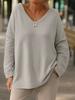New Women's Casual V-neck Long-sleeved Pullover Loose Pure Color Multi-color Women's Top Sweatshirt