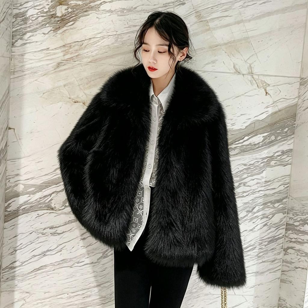 Autumn and winter new imitation fox fur environmentally friendly light thickened short coat jacket padded short