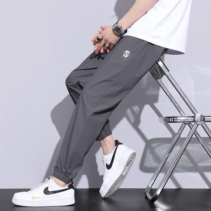 Ice silk leggings men's summer new thin youth sports casual trousers