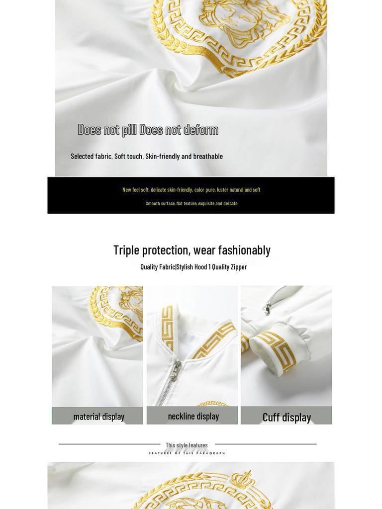 Trendy Men's Embroidered Fashion Jacket - Light Luxury Spring/Autumn Baseball Jacket for Middle-Aged and Young Men