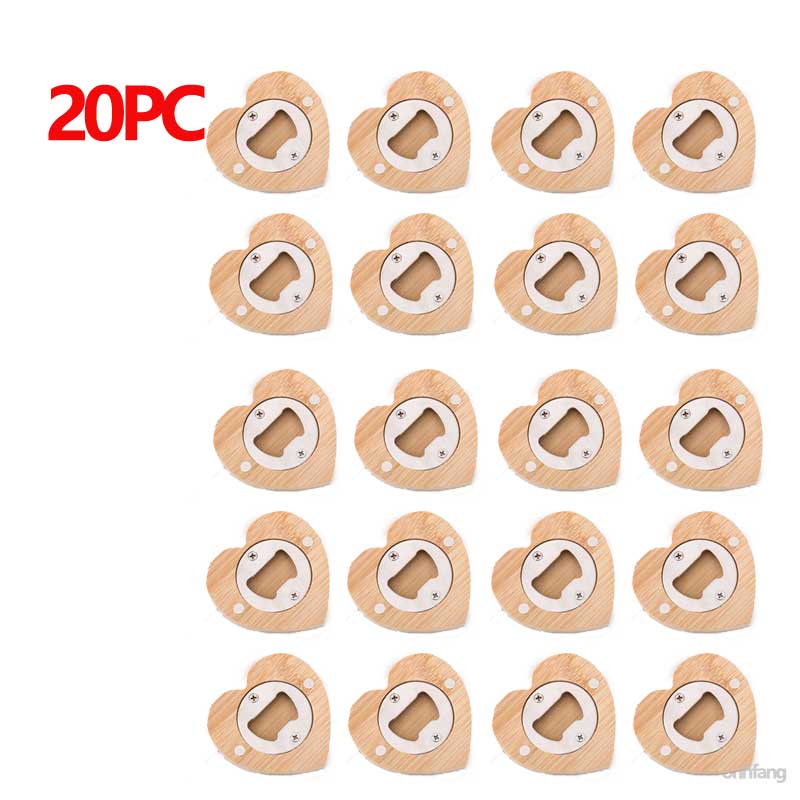 1/5/20PCS Beer Bottle Opener Heart Shaped Bamboo Magnetic Opener Portable Fridge Magnet Beer Opener Bar Wedding Home Party Tools