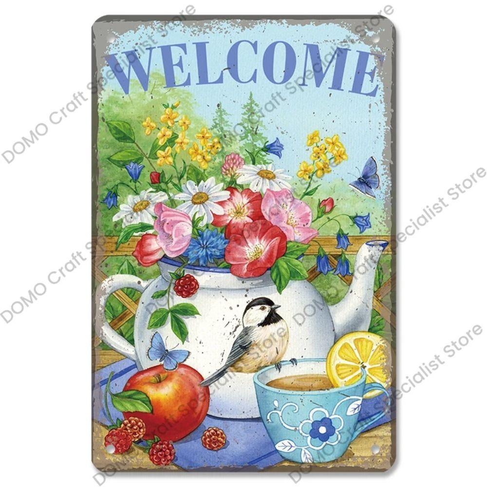 

Metal Garden Sign Retro Floral Decor 20x30 cm Outdoor Wall Art
