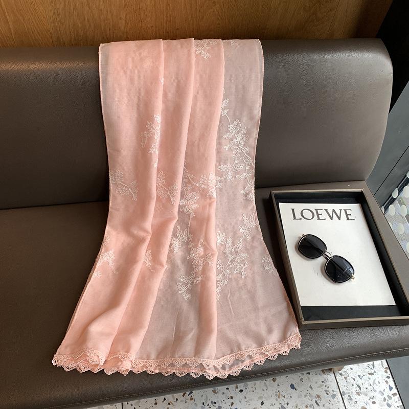 Floral Embroidered Lightweight Breathable Scarf For All Season