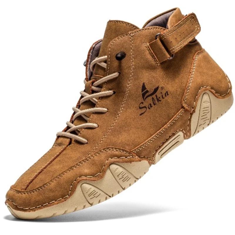 Sneakers for Men Fashion Outdoor Walking Loafers Shoes Comfortable Ankle Boots Luxury Man Shoes 2024 New In Casual Leather Shoes