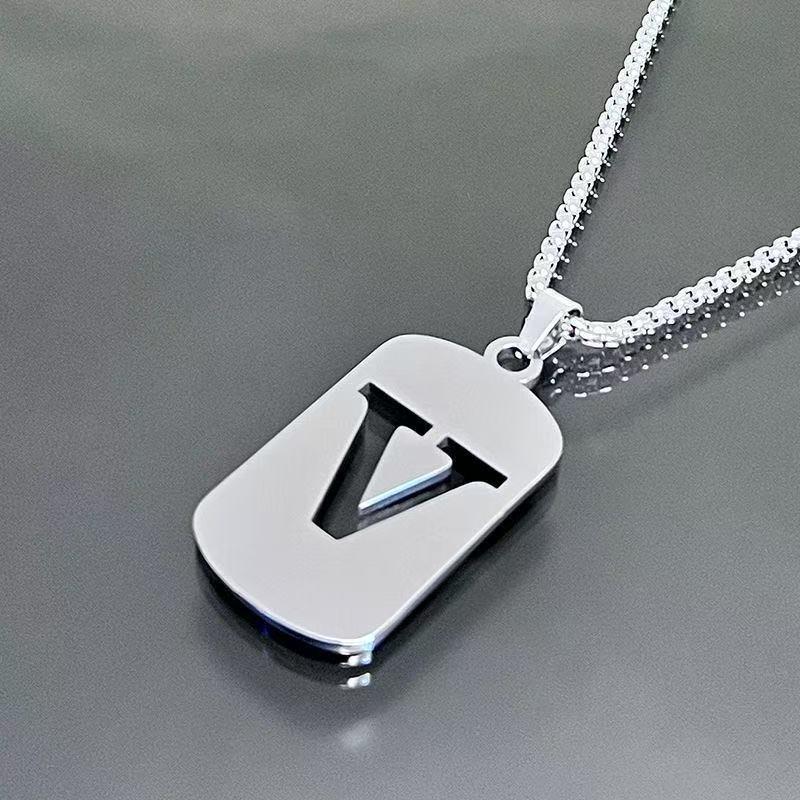 Simple Titanium Steel 26-Letter Necklace for Men and Women - Trendy Minimalist Design