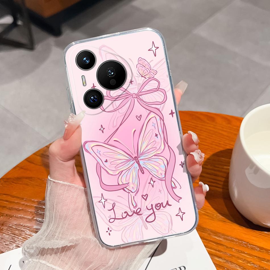 For Huawei Pura 70 Pro Plus Ultra Case Lucky Flower Transparent Phone Funda For Huawei Pura 70Pro+ Soft Slim TPU Silicone Cover