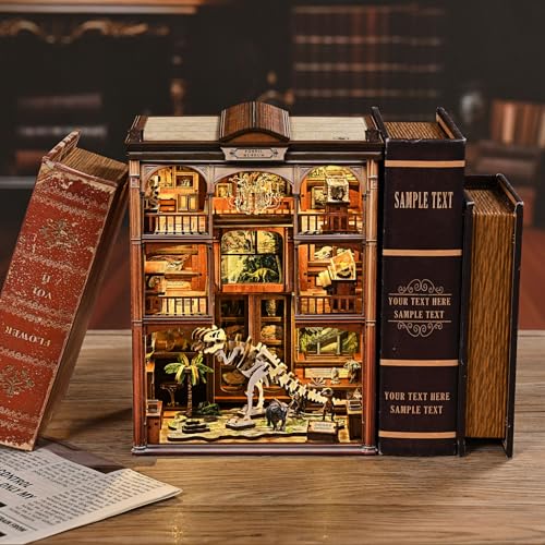 CRESYMME Miniature House Dollhouse Book Nook Kit, Wooden DIY 3D Hobby Handmade (Fossil Museum)