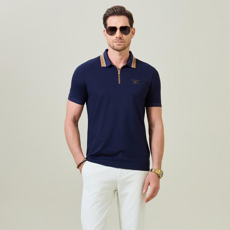 [Including Mulberry Silk] 2026 Summer Old Money Wind Short sleeved T-shirt Polo shirt 7742