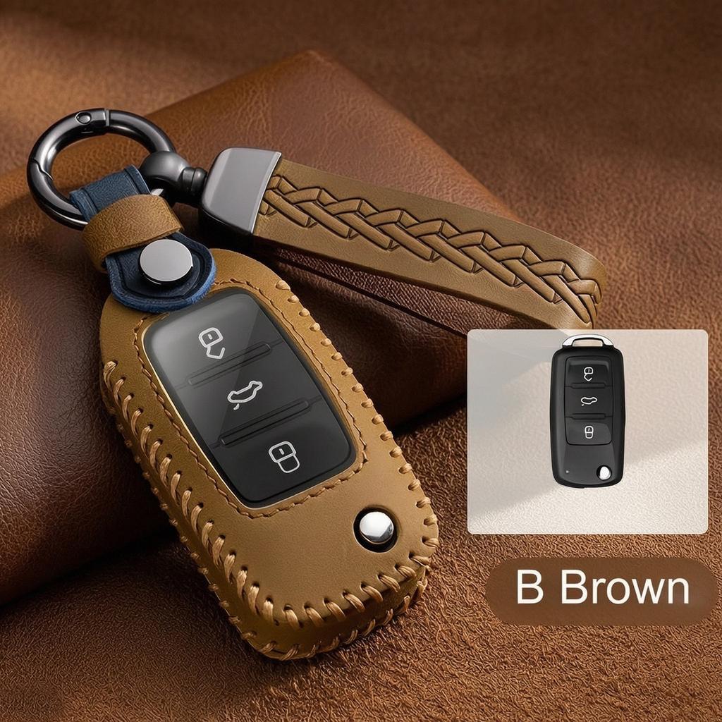 Leather Key Fob Case For Volkswagen VW Golf 4 5 6 8 Polo Passat B7 B8 Tiguan Jetta Passat ID.3 ID.4 Key Cover Protector Shell