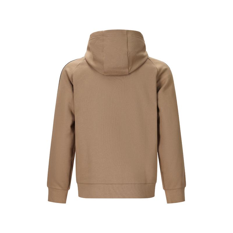 Emporio Armani Logo Patch Fleece Hooded Zip-Up Casual Sweatshirt Men sweatshirt Camel 7M000973-AF10377-U6171