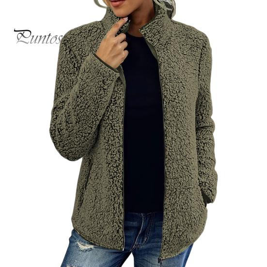 

Зимняя женская куртка с двойными карманами, толстый флисовый кардиган на молнии с длинными рукавами, теплое ветрозащитное удерживающее тепло уличное пальто S армия зеленый