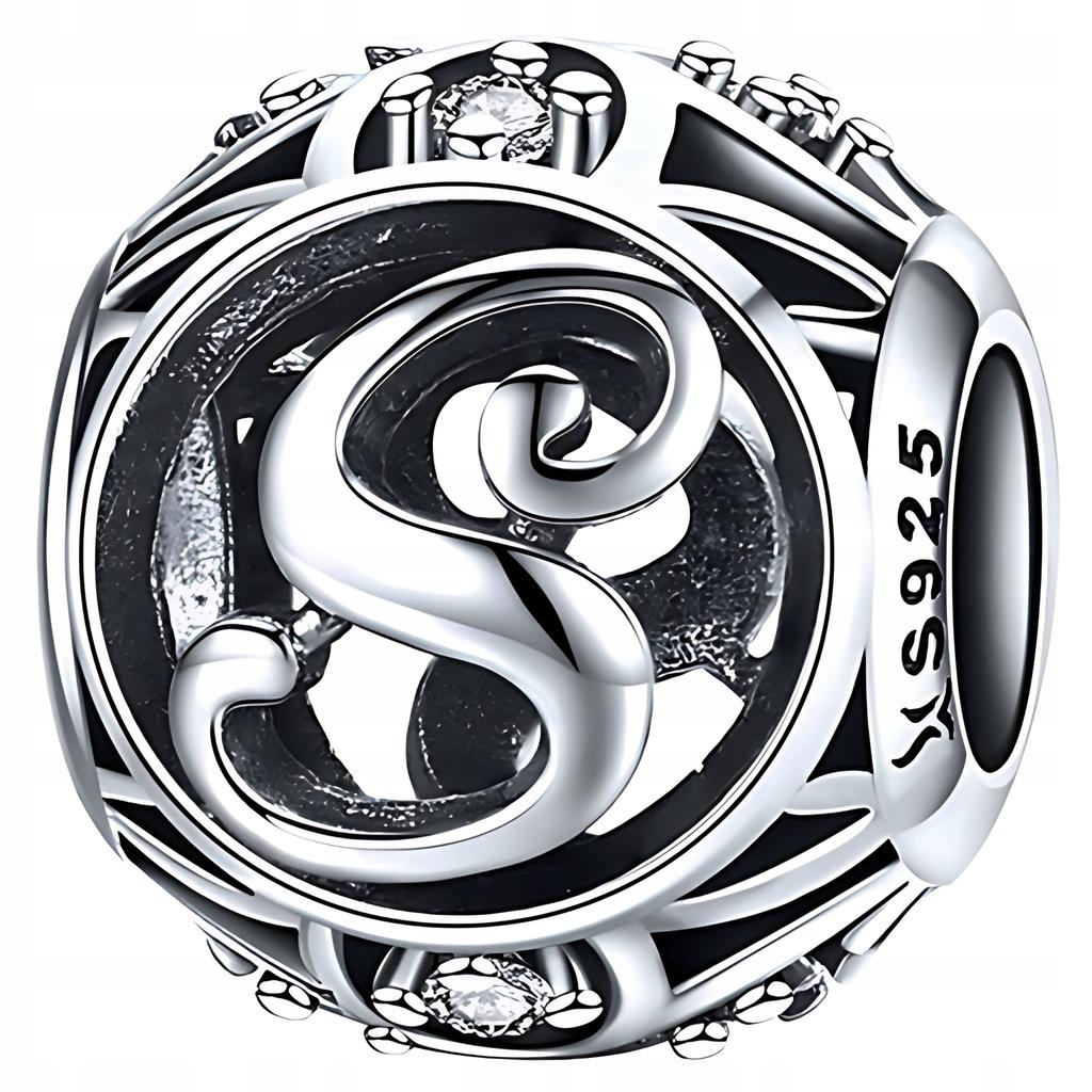 Charms Letter S S925 Bead Beads Openwork Zircons Openwork Letter