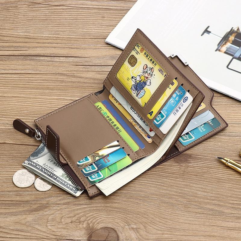Pu Leather Men Wallets Short Design Card Holder Photo Holder Male Purse Vintage Coin Holder Men Wallets