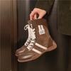 Fashion Retro Brown Suede Thick Bottom Ankle Boots Women 2025 Winter Comfort Non Slip Lace Up Flats Sneakers Woman's Y2K Casual Shoes