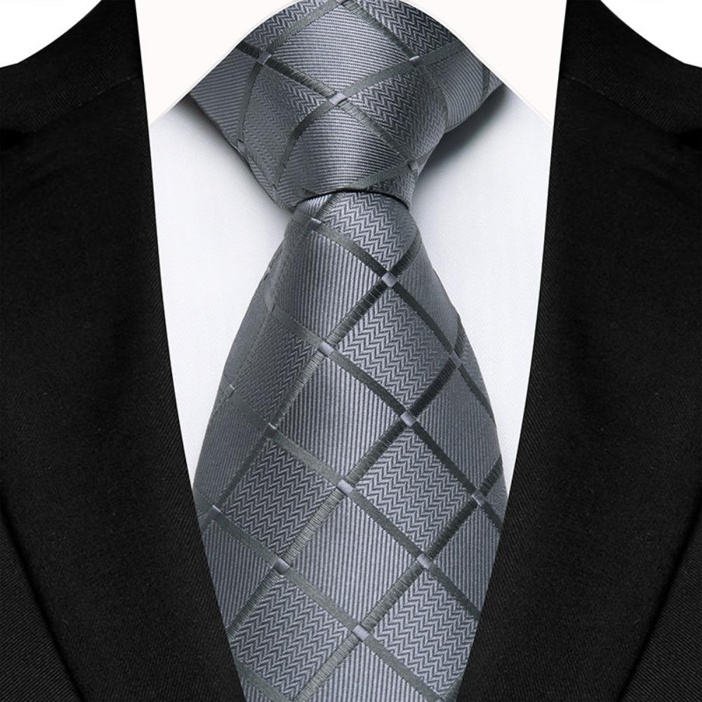 Single Color Plaid & Checks Ties 8CM Groom Jacquard New Mens Necktie  Formal Business