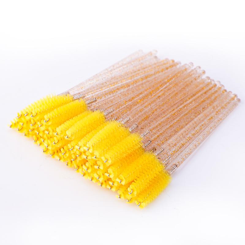 2024 Hot Sale Crystal Shine Eyelashes Mascara Brushes Private Logo Diamond Eyelashes Nylon Fan Brush Make-Up Tool
