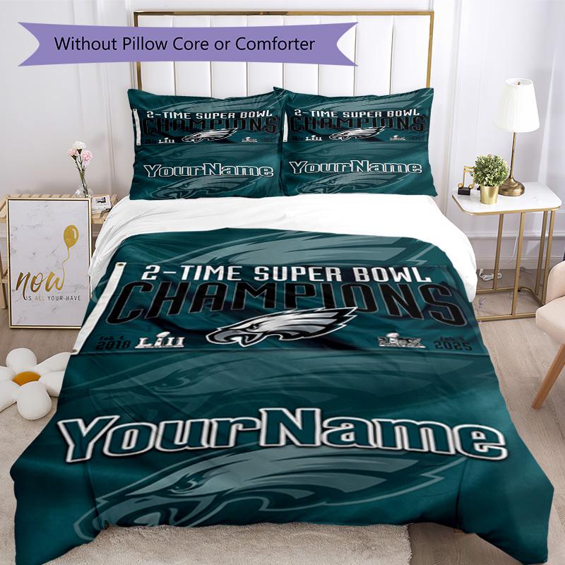 Philadelphia Eagles Customize Your Name Bedding Set Breathable Duvet Cover With Pillowcases Decorative Bed Linen For Bedroom Home Decoration Birthday 