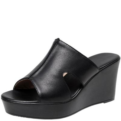 Platform Slippers Women Chunky Summer Shoes Genuine Leather Sandals White  Lady Wedges Sandals Street Style Woman Slides