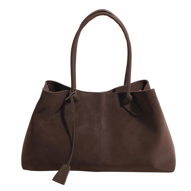 Faux Suede Solid Color High Quality Fashiable Versatile Handbag 2026 Women's Product Hot Selling Large Capacity Shoulder Bag