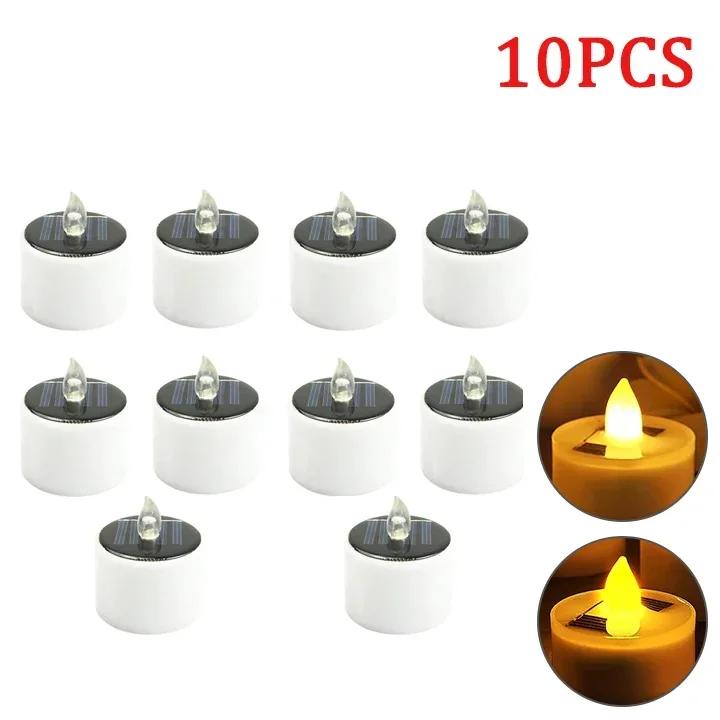 1-72PCS Solar Powered LED Flameless Candles Outdoor Waterproof Lights for Halloween Garden Party Decorations Pathway Lighting
