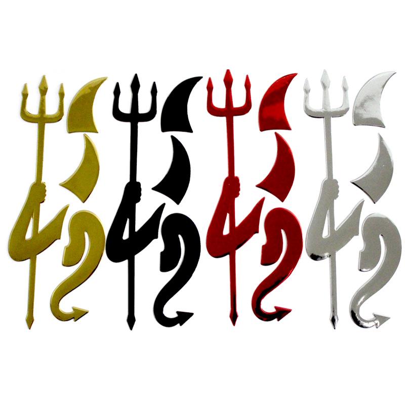 Car Little Devil Pattern Demon Horn Sticker 3d Reflective Decal Waterproof For
