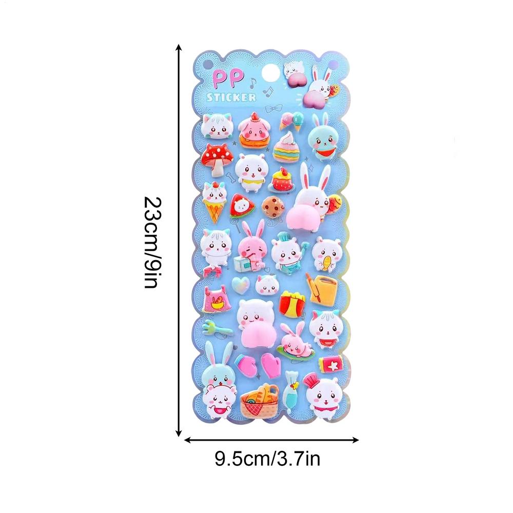 Bubble Stickers 3D Cartoon Bunny Decals Funny Animal Bubble Stickers For Party Classroom Birthday Christmas Gifts for Kids
