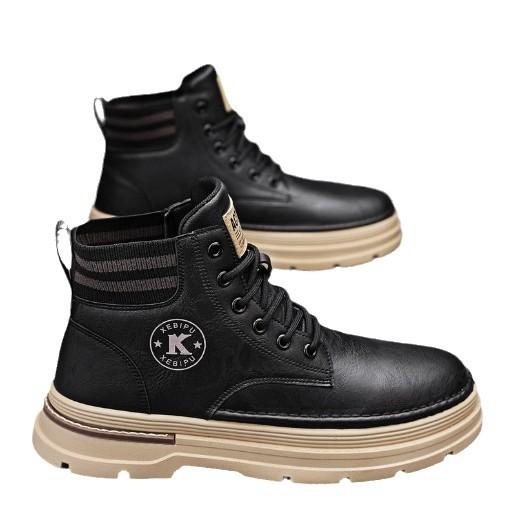 Martin Boots Men's High-top Autumn Black Construction Site Labor Insurance Tooling Boots Men's Outdoor Combat Training Mountaineering Boots Thick-sole